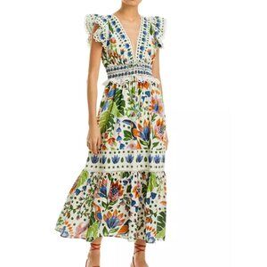 FARM RIO Summer Garden Cotton Maxi Dress Sz M - NWT!!